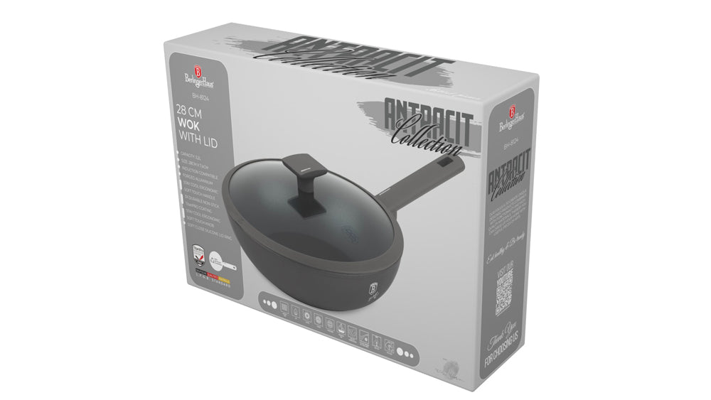 Berlinger Haus 28cm Titan Pro Non-Stick Coating Wok – Anthracite