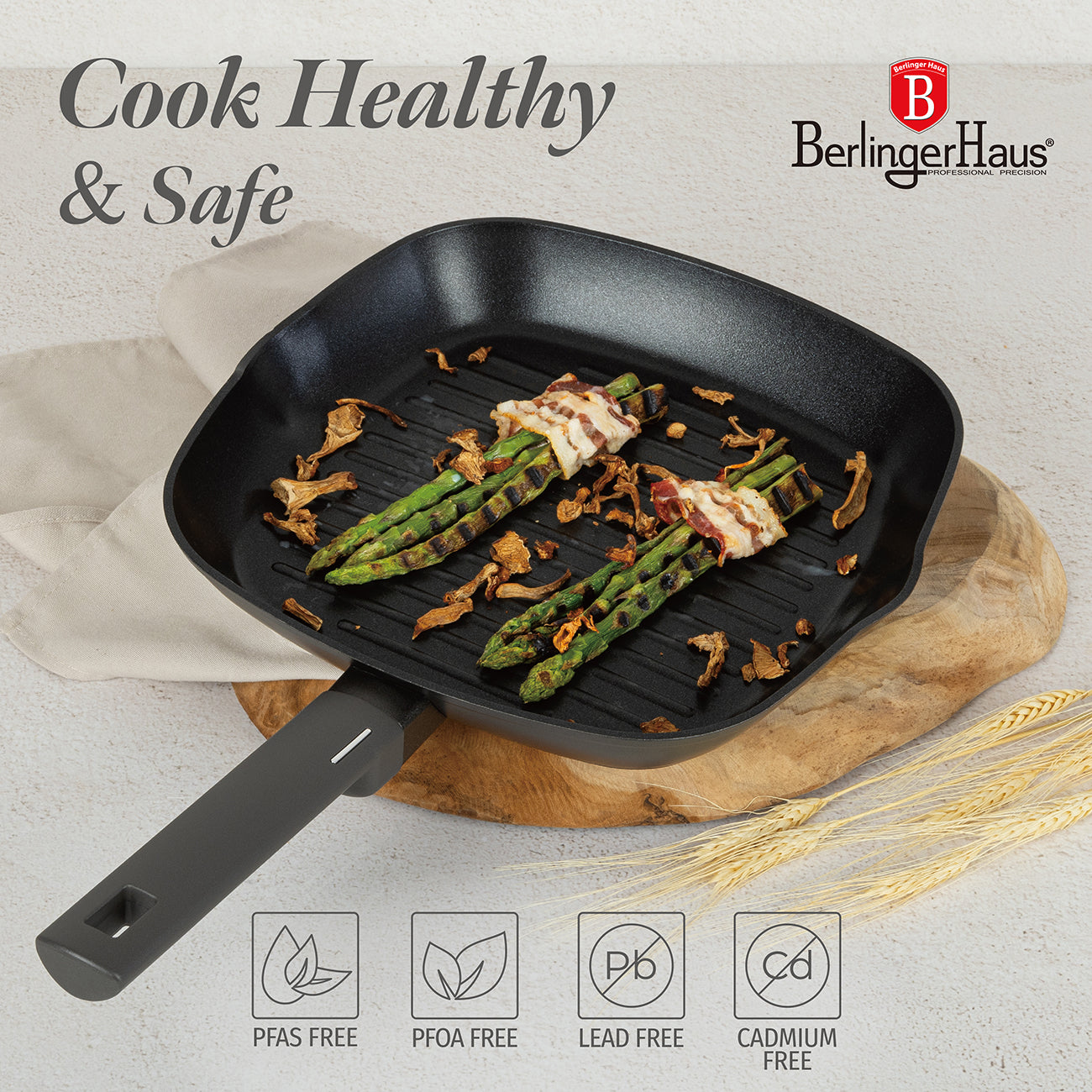 Berlinger Haus 28cm Titan Pro Non-Stick Coating Coating Grill Pan - Anthracite