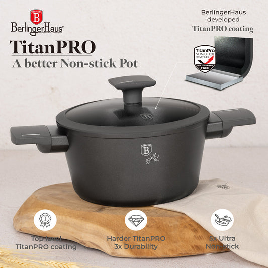 Berlinger Haus 20cm Titan Pro Non Stick Coating Casserole - Anthracite