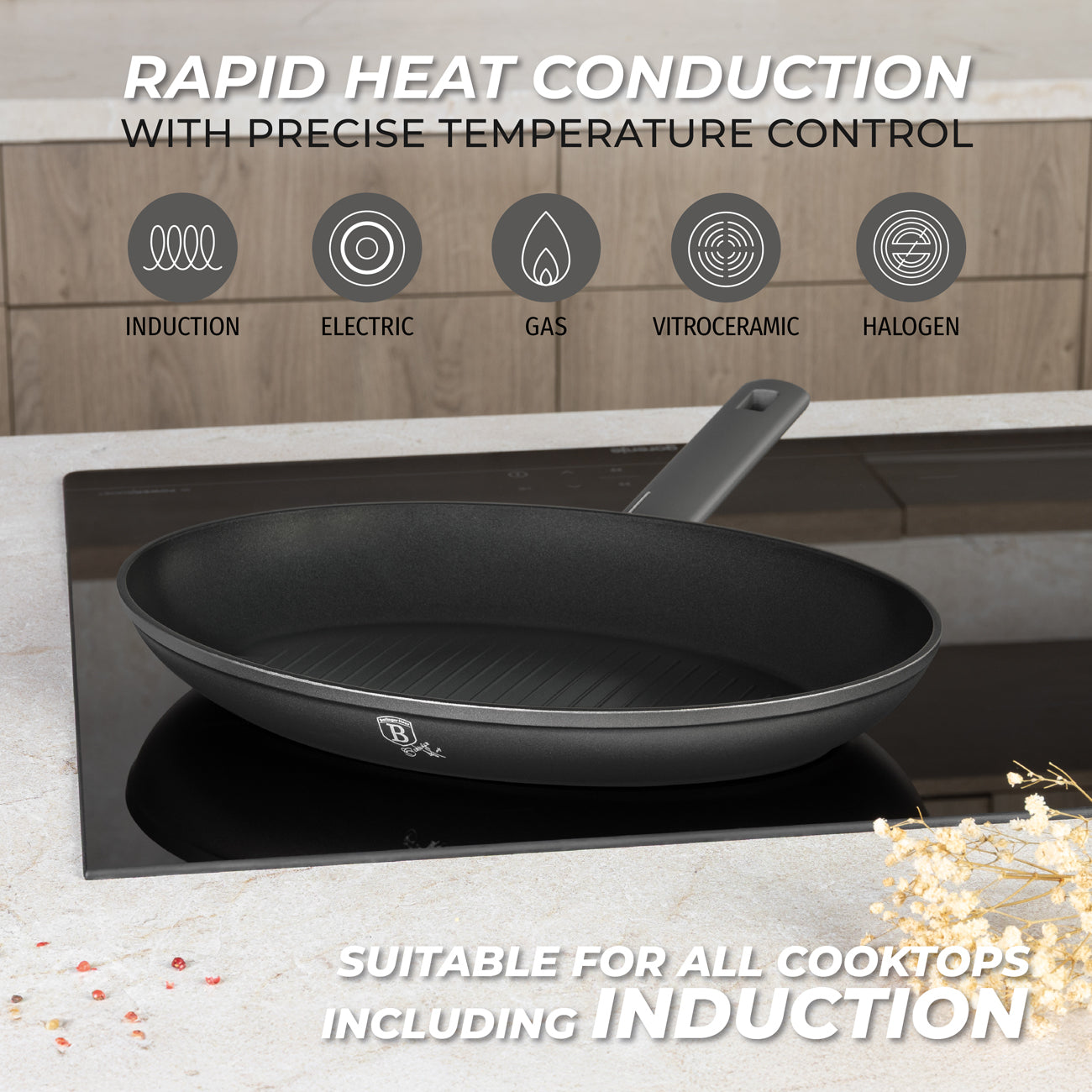 Berlinger Haus 35cm Titan Pro Non-Stick Coating Fish Pan – Anthracite