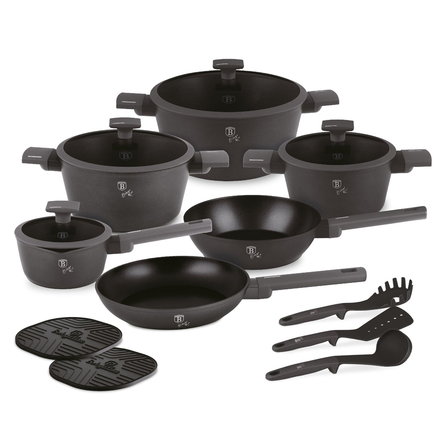 Berlinger Haus 15-Piece Titan Pro Non-Stick Cookware Set - Anthracite