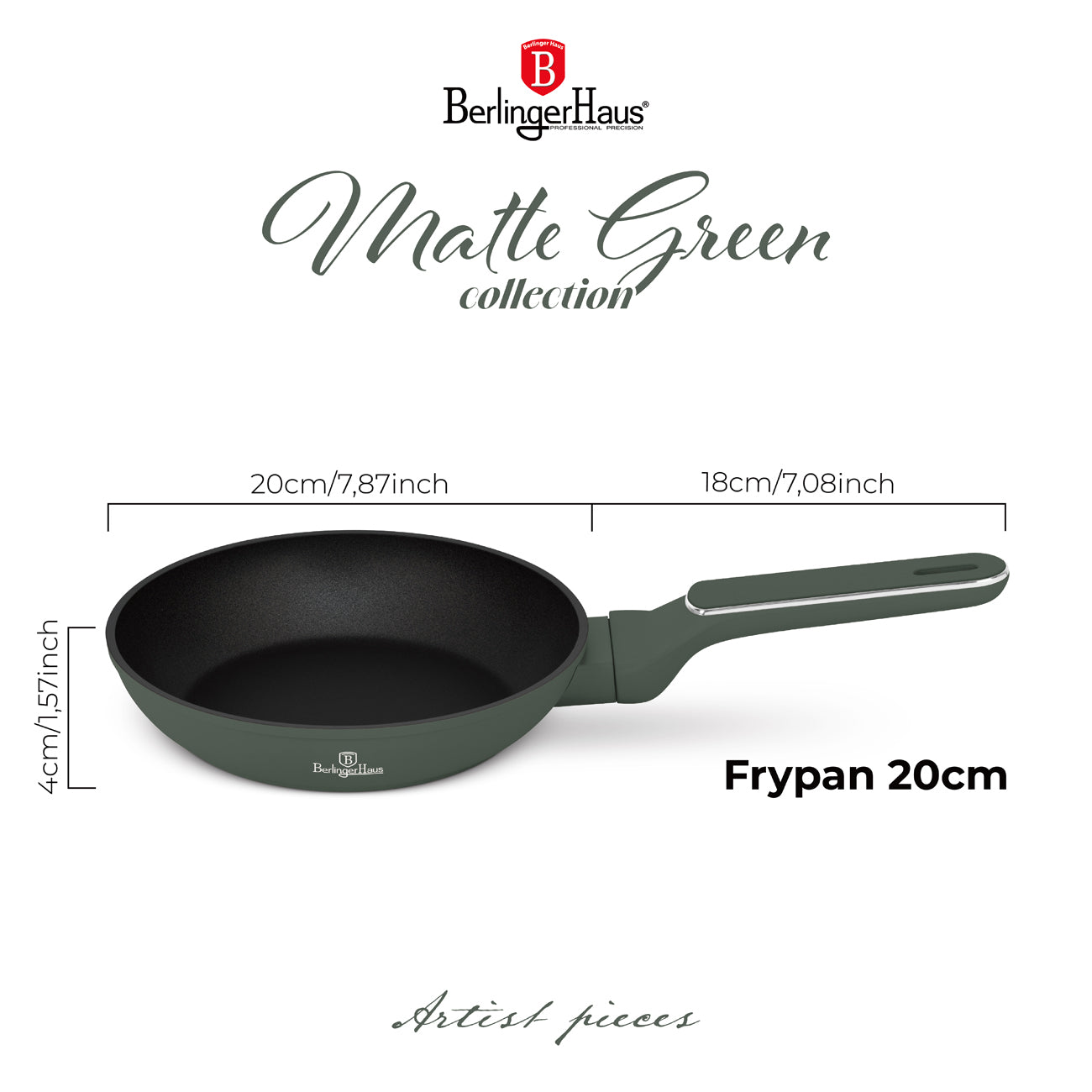 Berlinger Haus 20cm Titan Pro Non-Stick Coating Frypan - Matt Green
