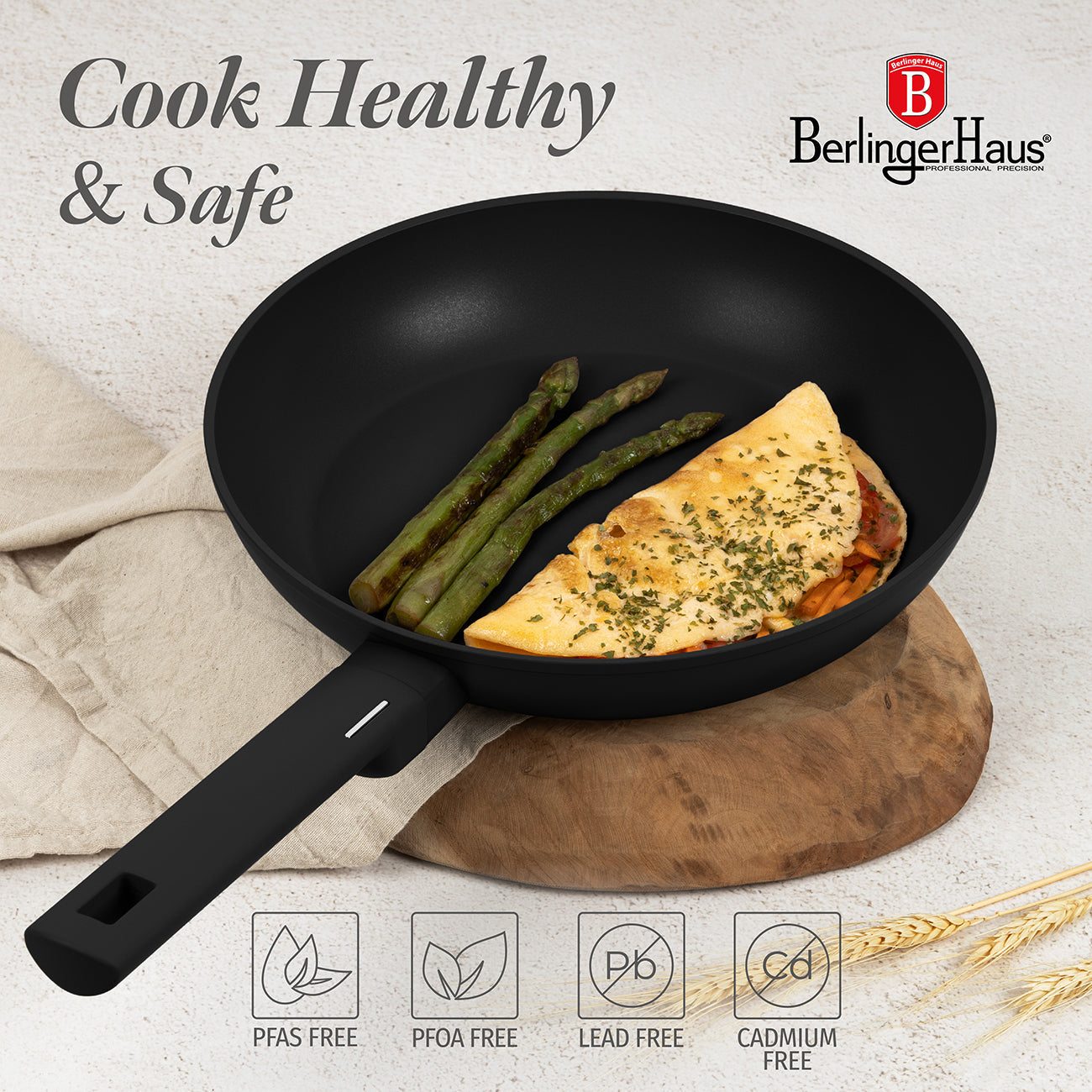 Berlinger Haus 28cm Titan Pro Non-Stick Frypan – Matte Black