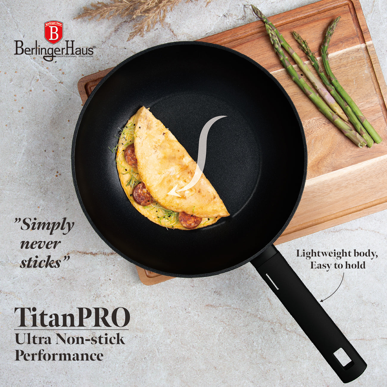 Berlinger Haus 28cm Titan Pro Non-Stick Coating Wok – Matte Black