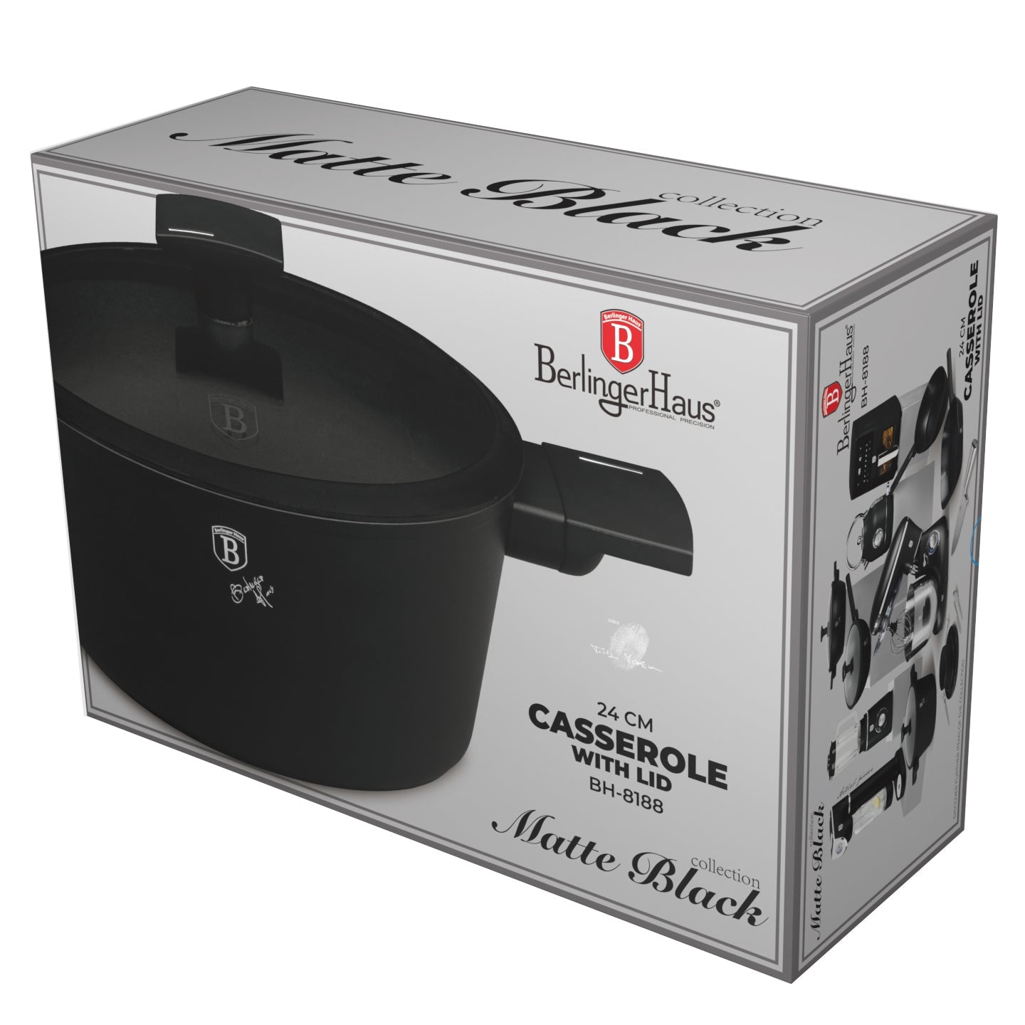 Berlinger Haus 24cm Titan Pro Non-Stick Coating Casserole – Matte Black