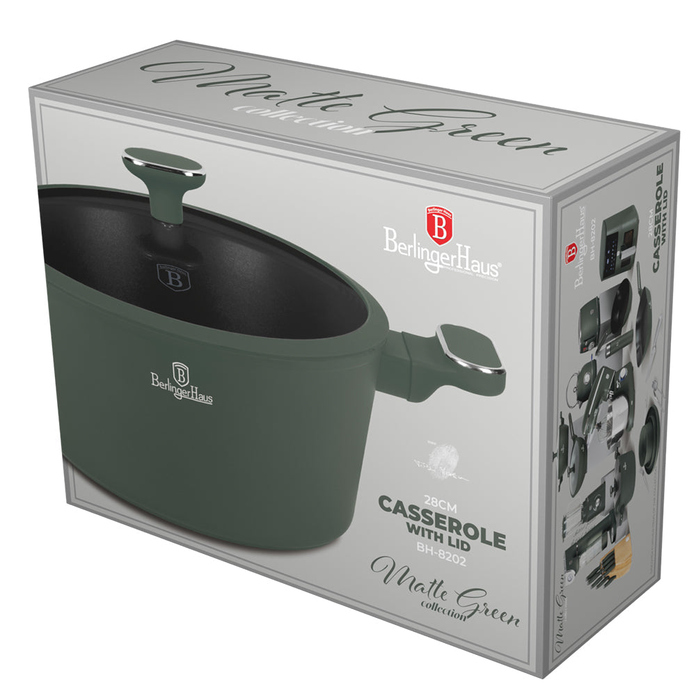 Berlinger Haus 28cm Titan Pro Non-Stick Coating Casserole - Matt Green