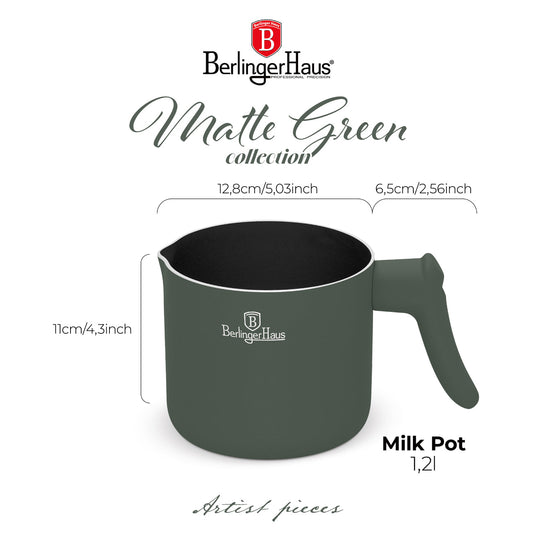 Berlinger Haus 1.2L Titan Pro Non-Stick Coating Milk Pot - Matt Green