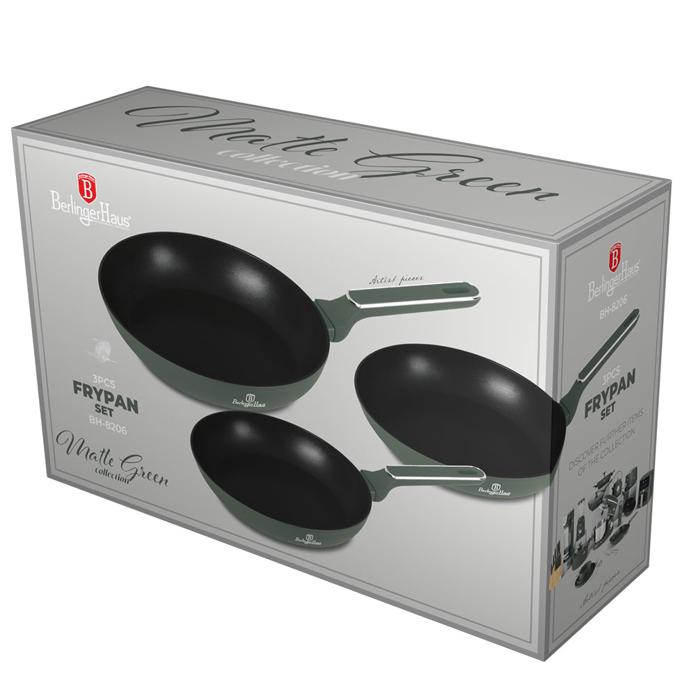 Berlinger Haus 3-Piece Titan Pro Non-Stick Coating Frypan Set - Matt Green