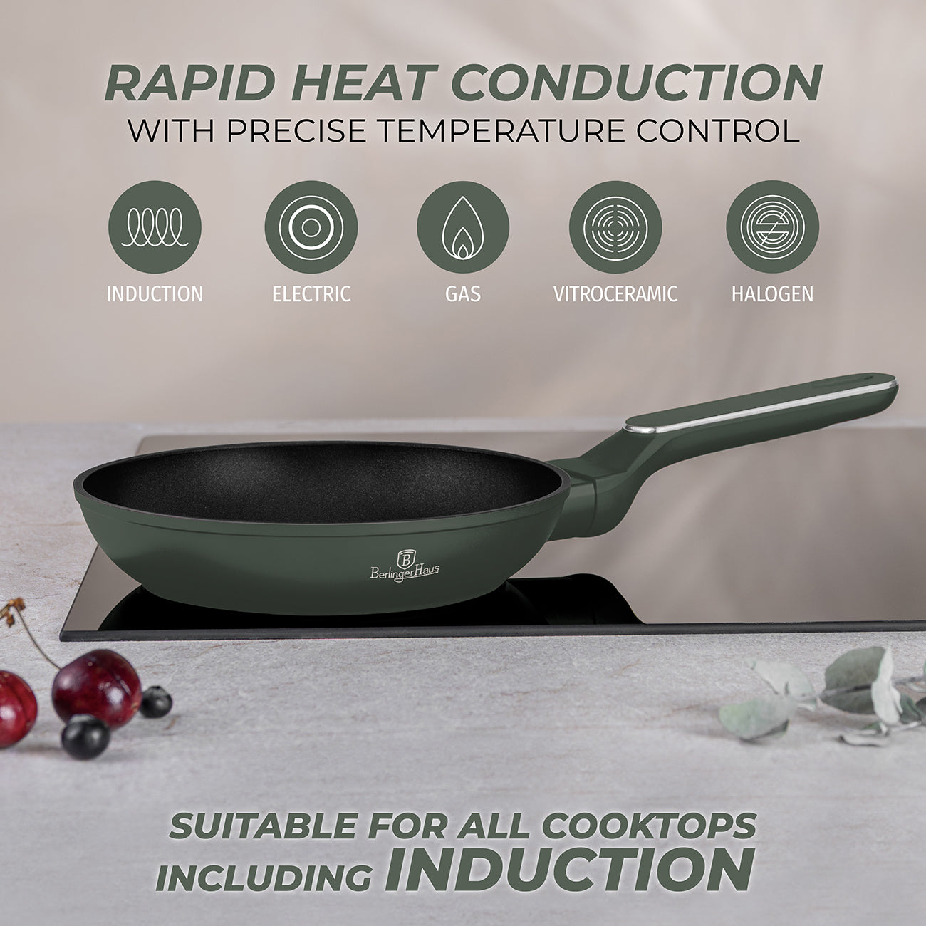 Berlinger Haus 3-Piece Titan Pro Non-Stick Coating Frypan Set - Matt Green