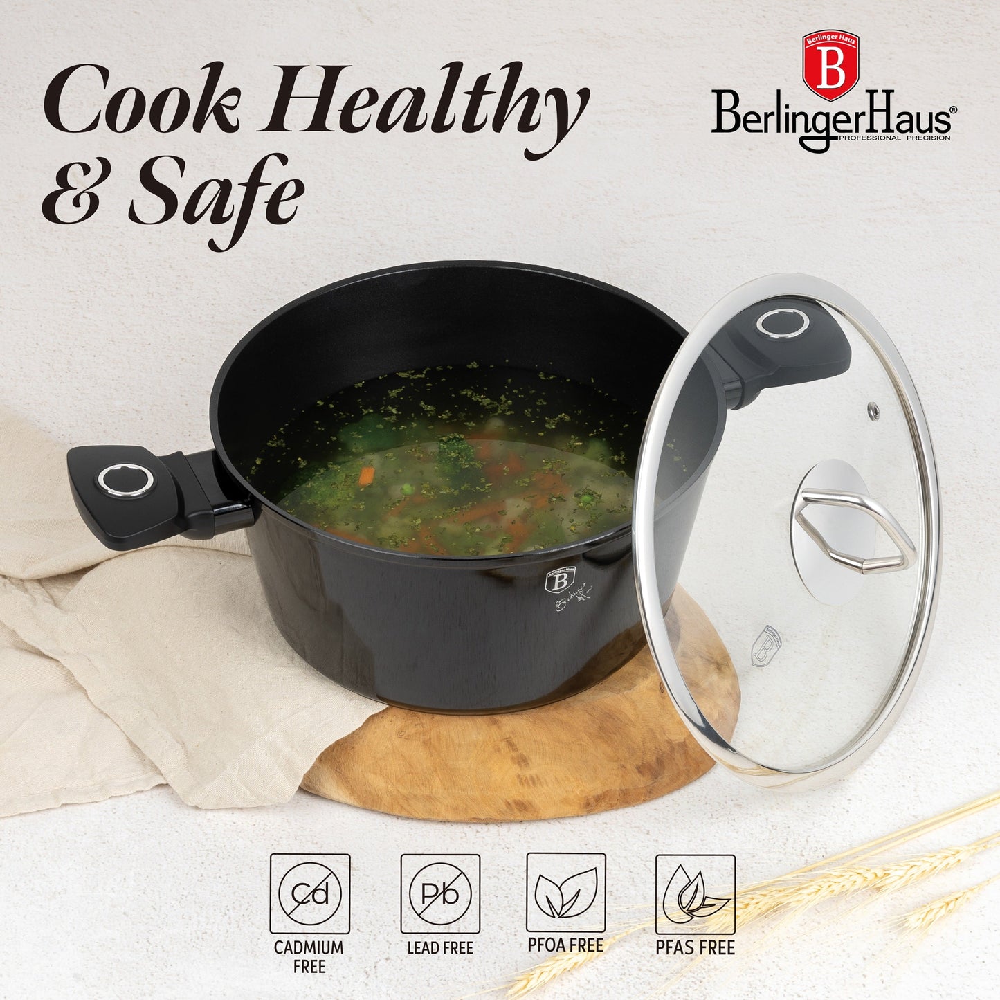 Berlinger Haus 15-Piece Non Stick Titan Pro Coating Cookware Set - Black Vintage