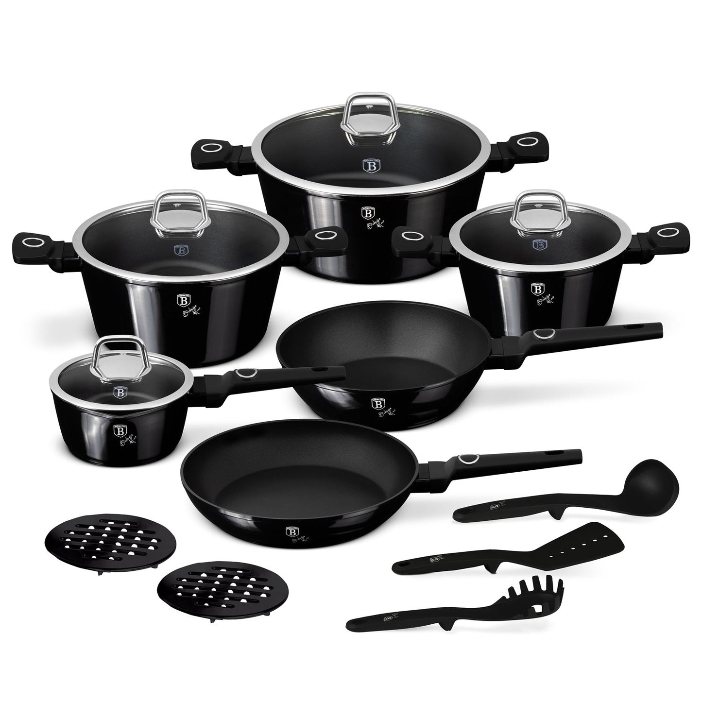 Berlinger Haus 15-Piece Non Stick Titan Pro Coating Cookware Set - Black Vintage