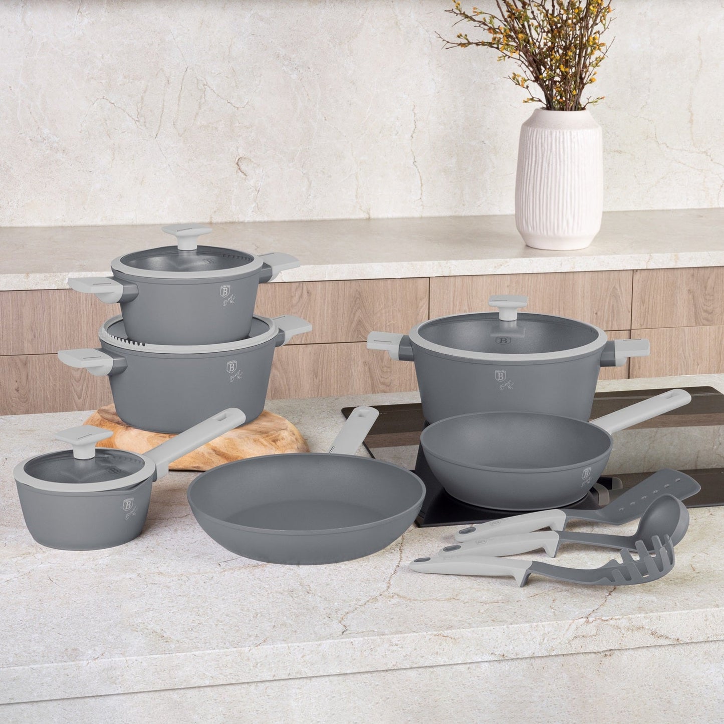 Berlinger Haus 15-Piece Non Stick Titan Pro Coating Cookware Set - Aspen Collection