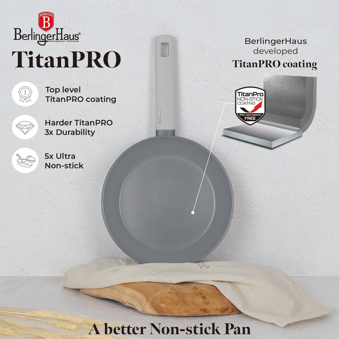 Berlinger Haus 15-Piece Non Stick Titan Pro Coating Cookware Set - Aspen Collection