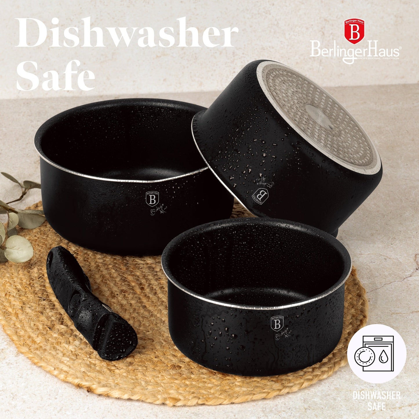 Berlinger Haus 13-Piece Titan Pro Non Stick Coating Oven Safe Cookware Set - Matte Black