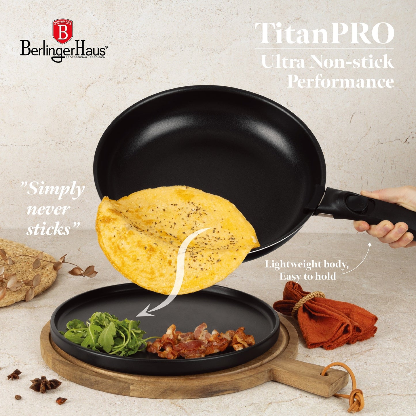 Berlinger Haus 13-Piece Titan Pro Non Stick Coating Oven Safe Cookware Set - Matte Black