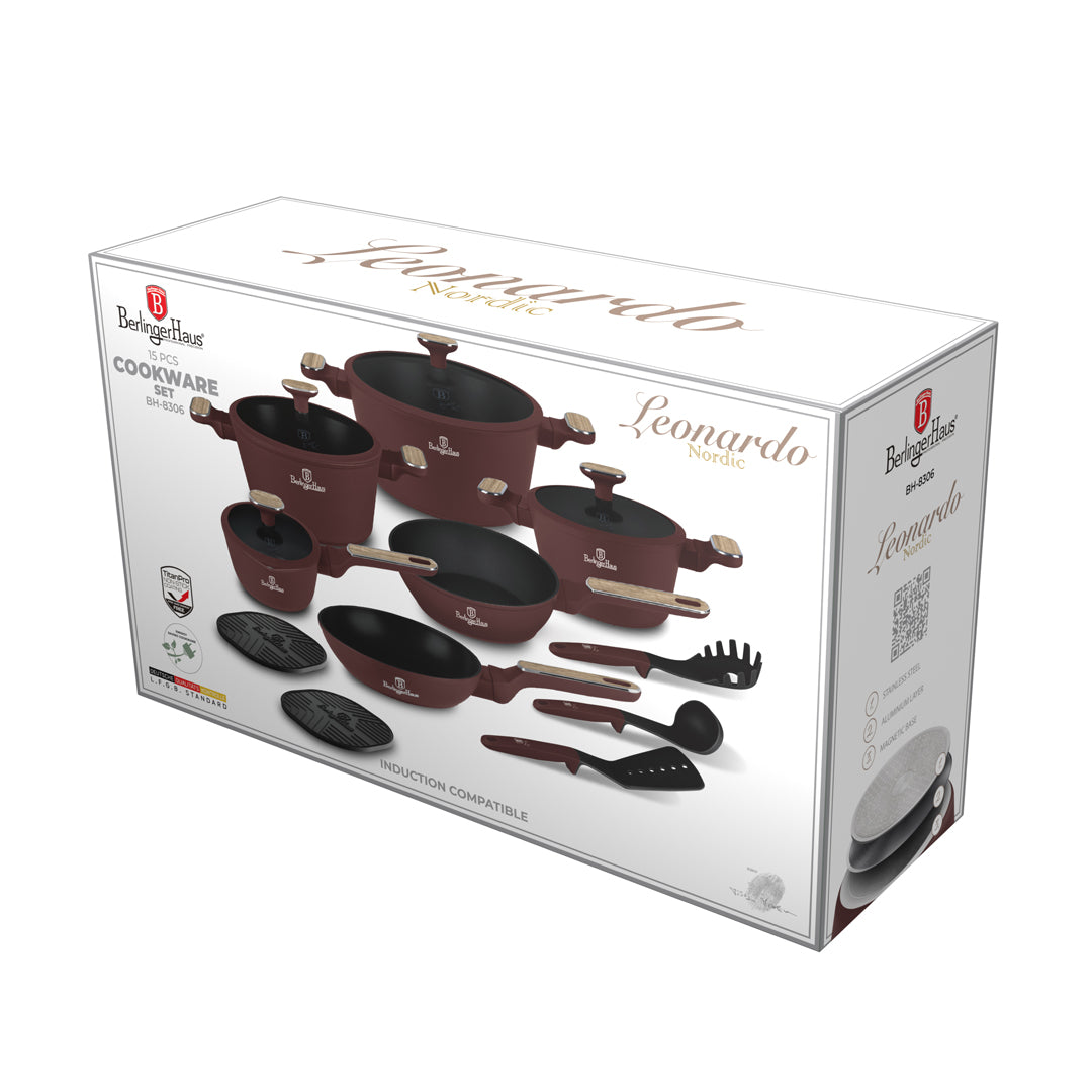 Berlinger Haus 15-Piece Titan Pro Non-Stick Cookware Set - Leonardo Nordic