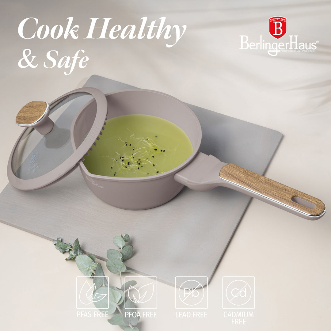 Berlinger Haus 15-Piece Titan Pro Non-Stick Coating Cookware Set - Taupe Nordic