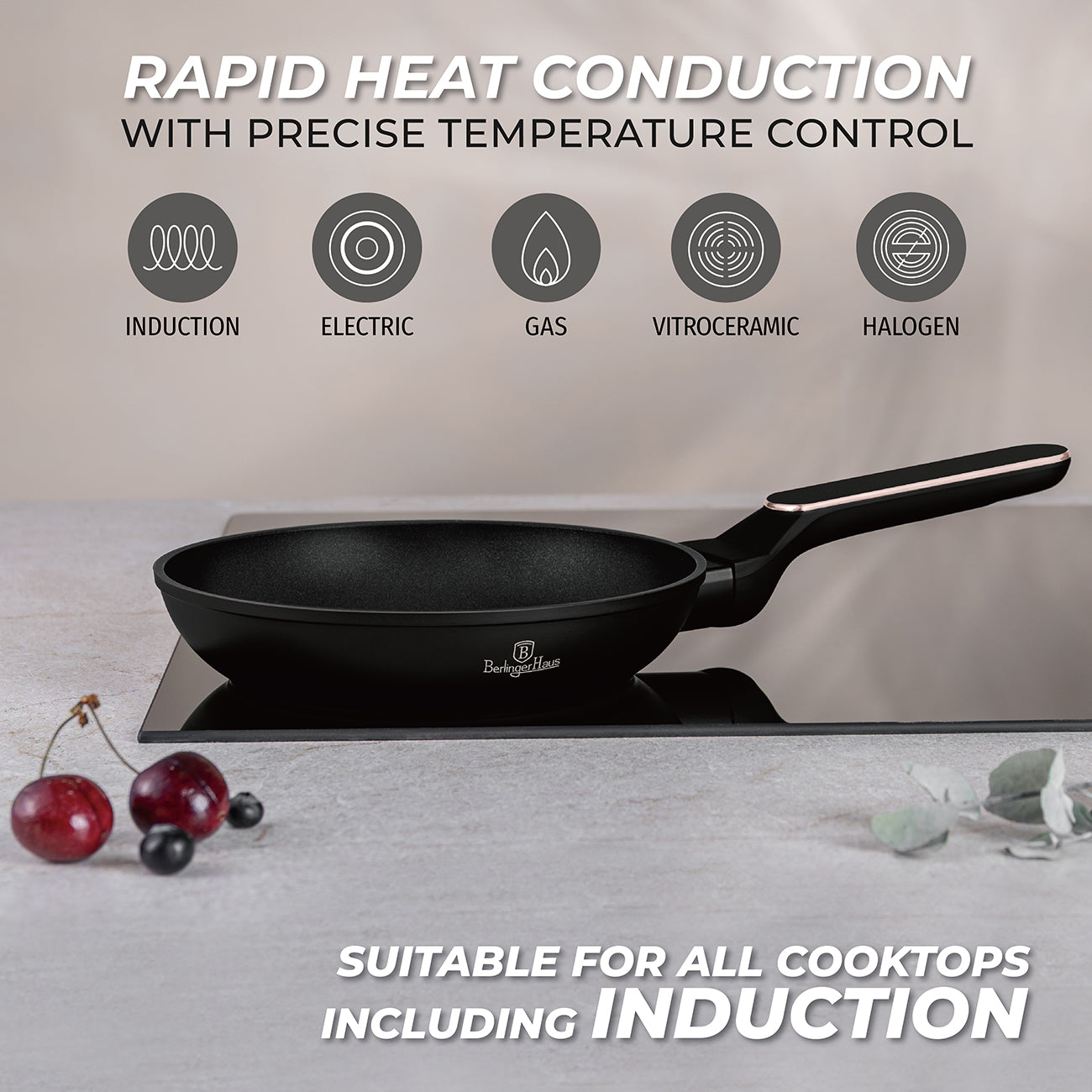 Berlinger Haus 3-Piece Titan Pro Non-Stick Coating Frypan Set – Black Rose