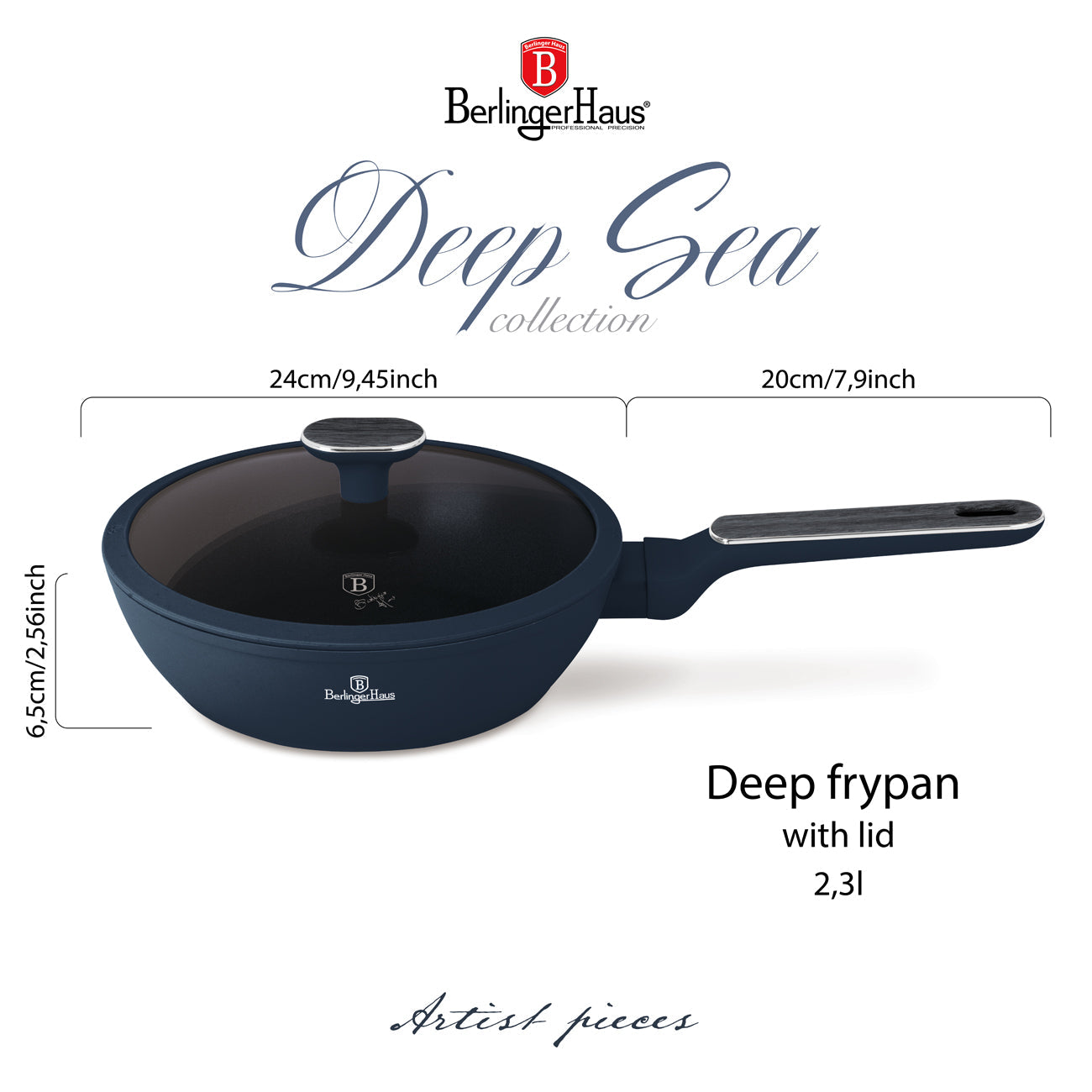 Berlinger Haus 24cm Titan Pro Non-Stick Coating Deep Frypan with Lid – Deep Sea