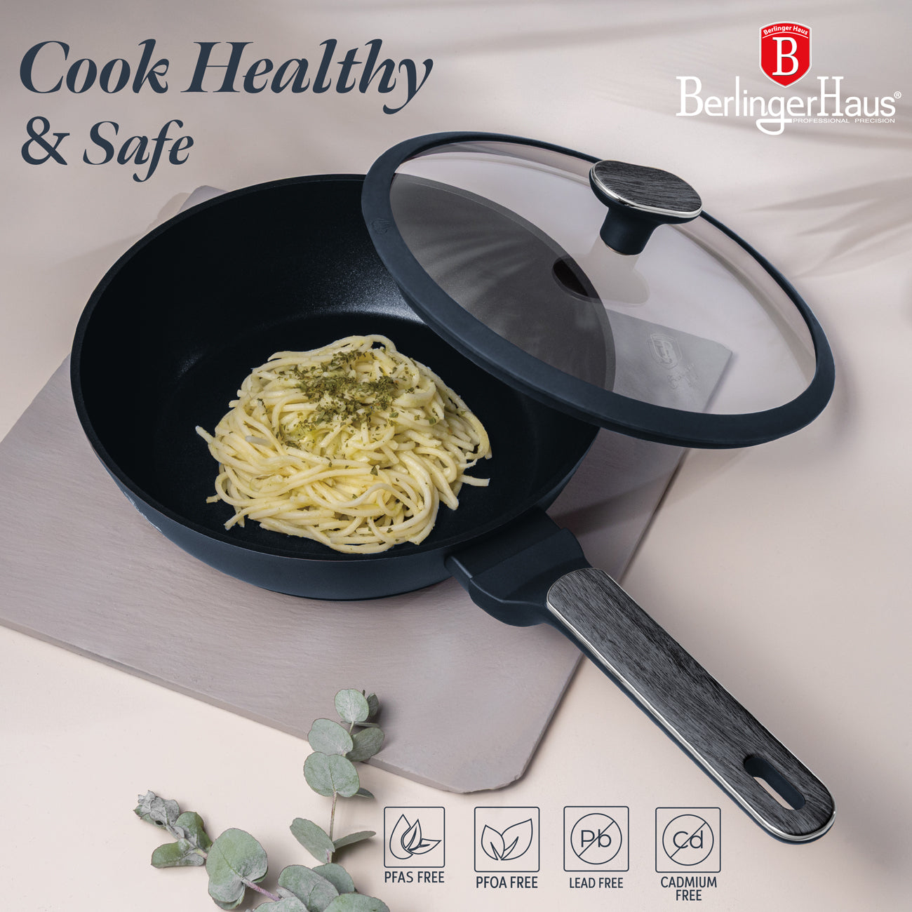 Berlinger Haus 24cm Titan Pro Non-Stick Coating Deep Frypan with Lid – Deep Sea
