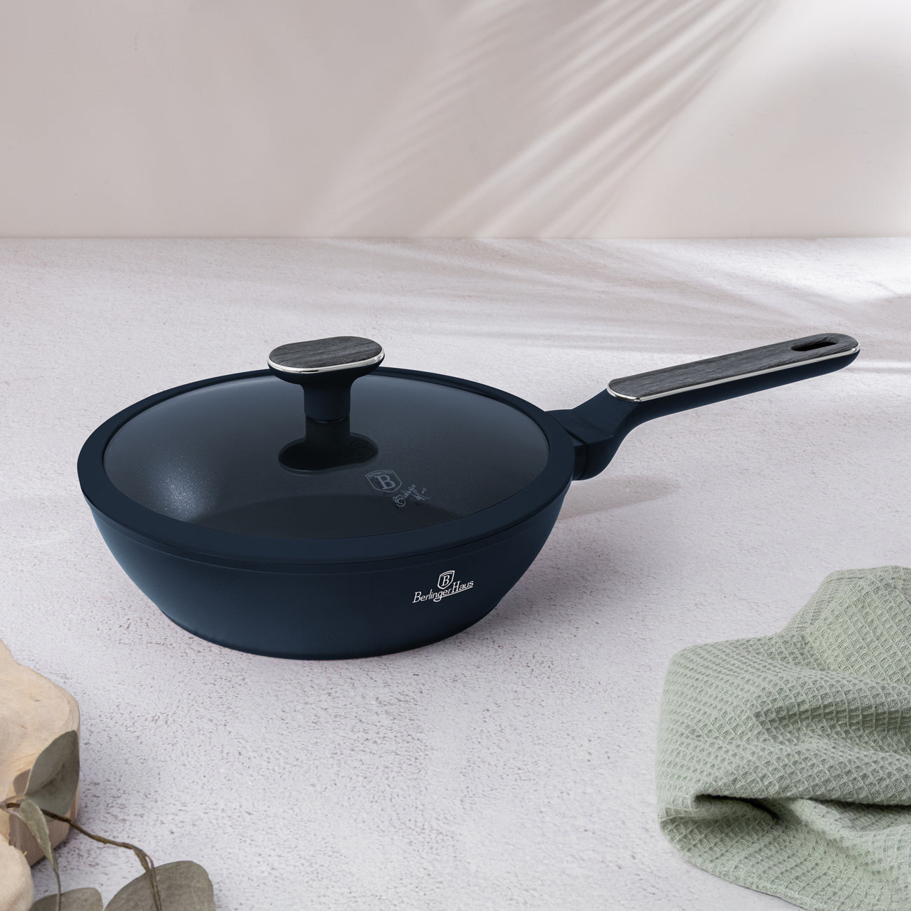 Berlinger Haus 24cm Titan Pro Non-Stick Coating Deep Frypan with Lid – Deep Sea