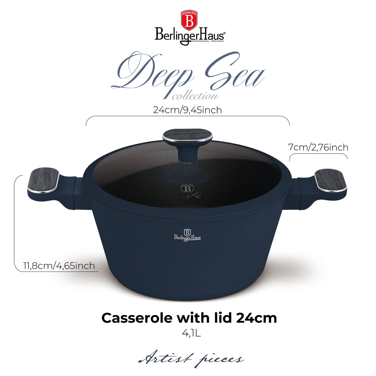 Berlinger Haus 24cm Titan Pro Non-Stick Coating Casserole – Deep Sea