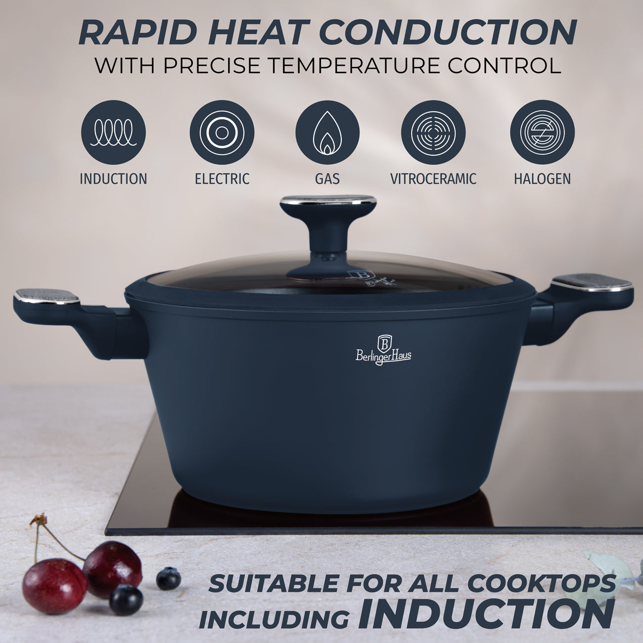 Berlinger Haus 24cm Titan Pro Non-Stick Coating Casserole – Deep Sea