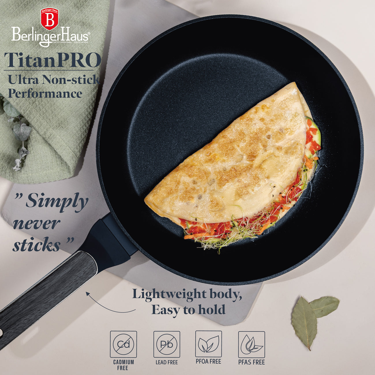 Berlinger Haus 3-Piece Titan Pro Non-Stick Coating Frypan Set – Deep Sea