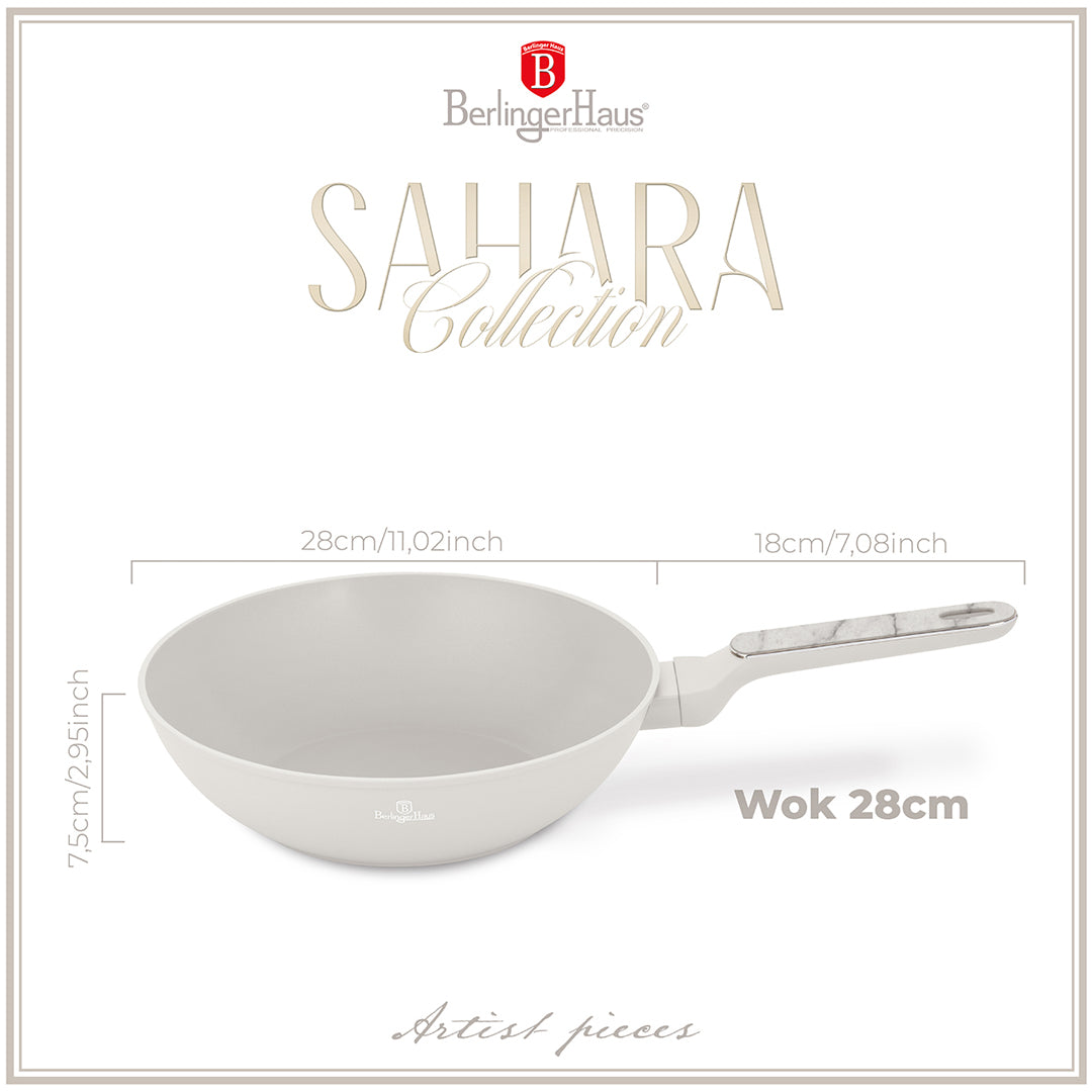 Berlinger Haus 28cm Titan Pro Non-Stick Coating Wok - Sahara Marble