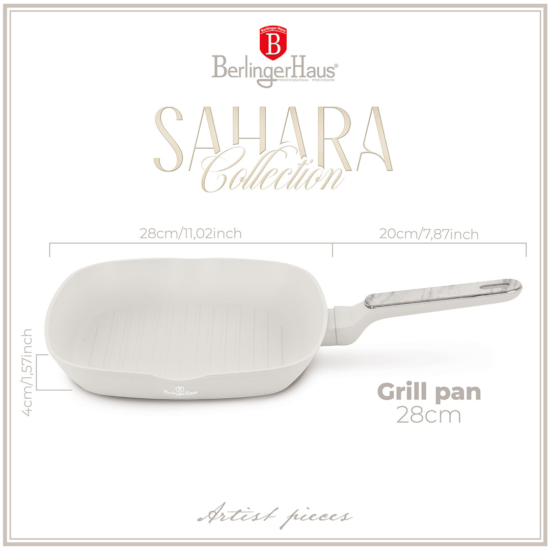 Berlinger Haus 28cm Titan Pro Non-Stick Coating Grill Pan - Sahara Marble