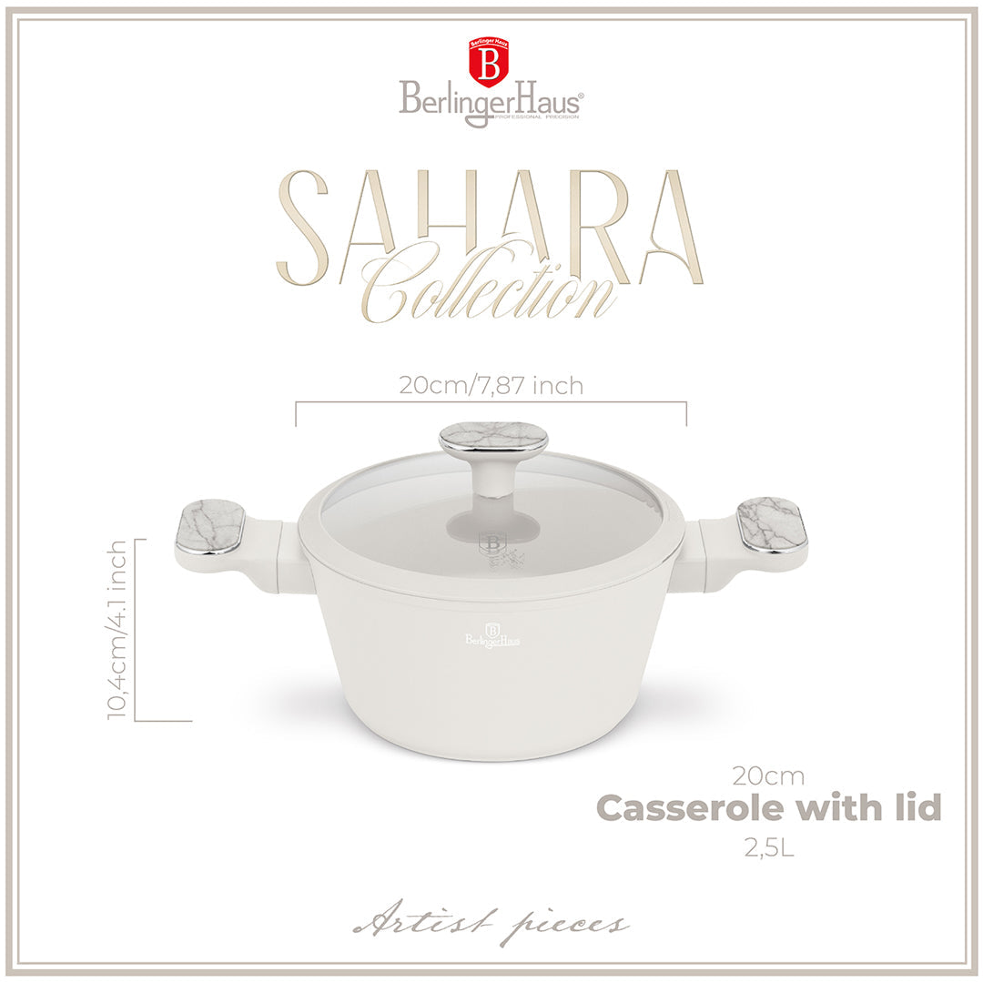 Berlinger Haus 20cm Titan Pro Non-Stick Coating Casserole - Sahara Marble