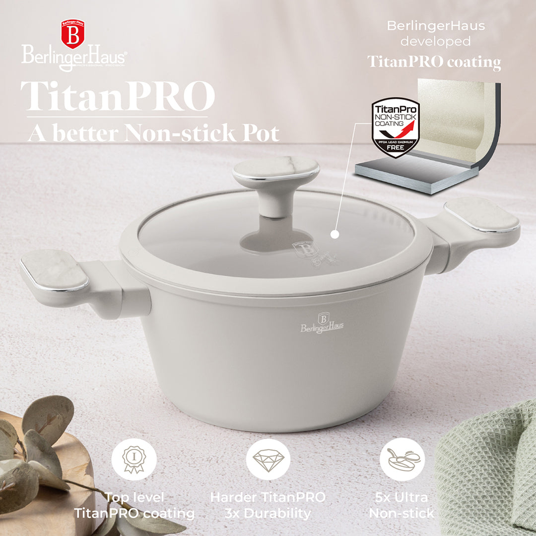 Berlinger Haus 20cm Titan Pro Non-Stick Coating Casserole - Sahara Marble