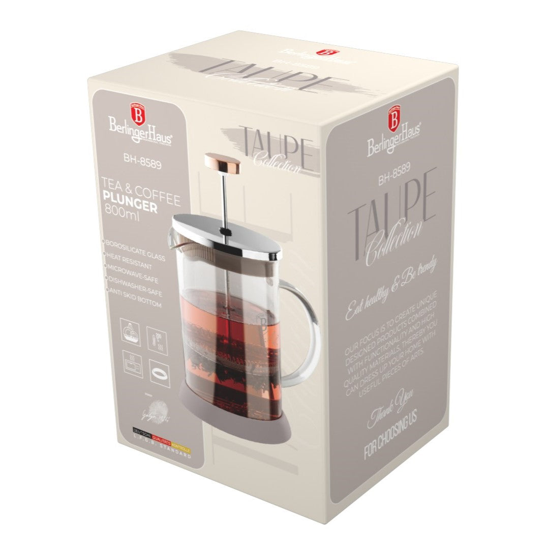 Berlinger Haus 800ml Coffee & Tea Plunger – Taupe