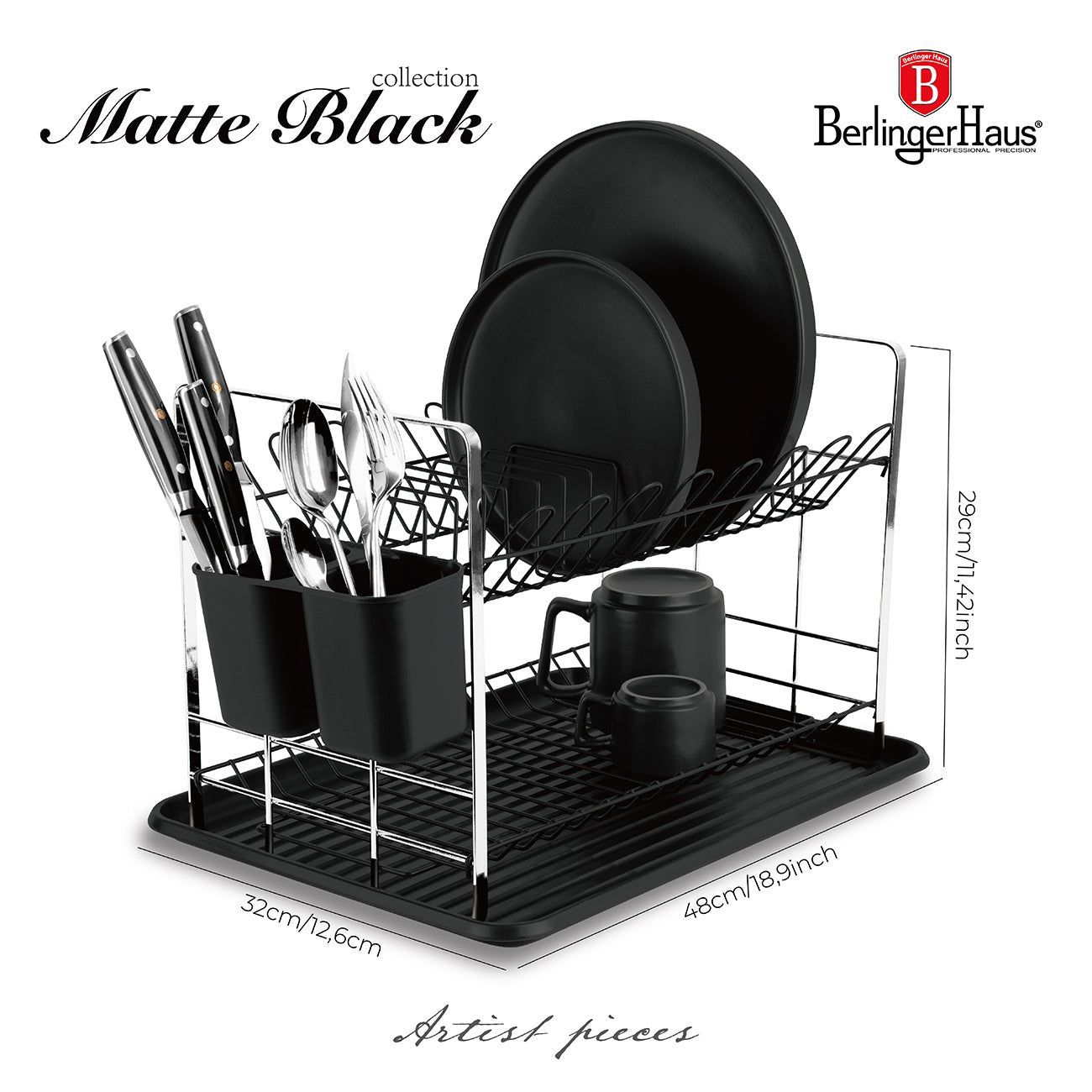 Berlinger Haus Dish Rack – Matt Black
