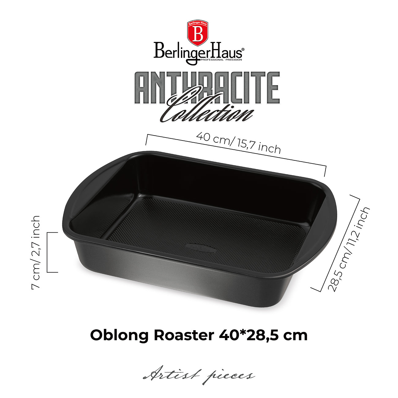 Berlinger Haus Oblong Roaster 35×27cm - Anthracite