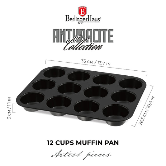 Berlinger Haus 12-Cup Muffin Pan – Anthracite