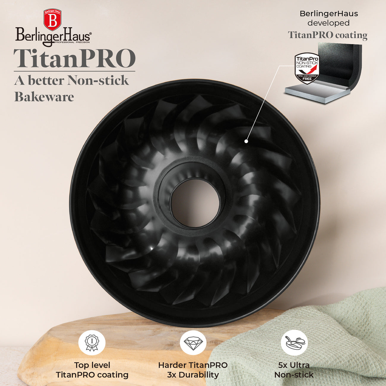 Berlinger Haus 25cm Bundt Pan - Anthracite