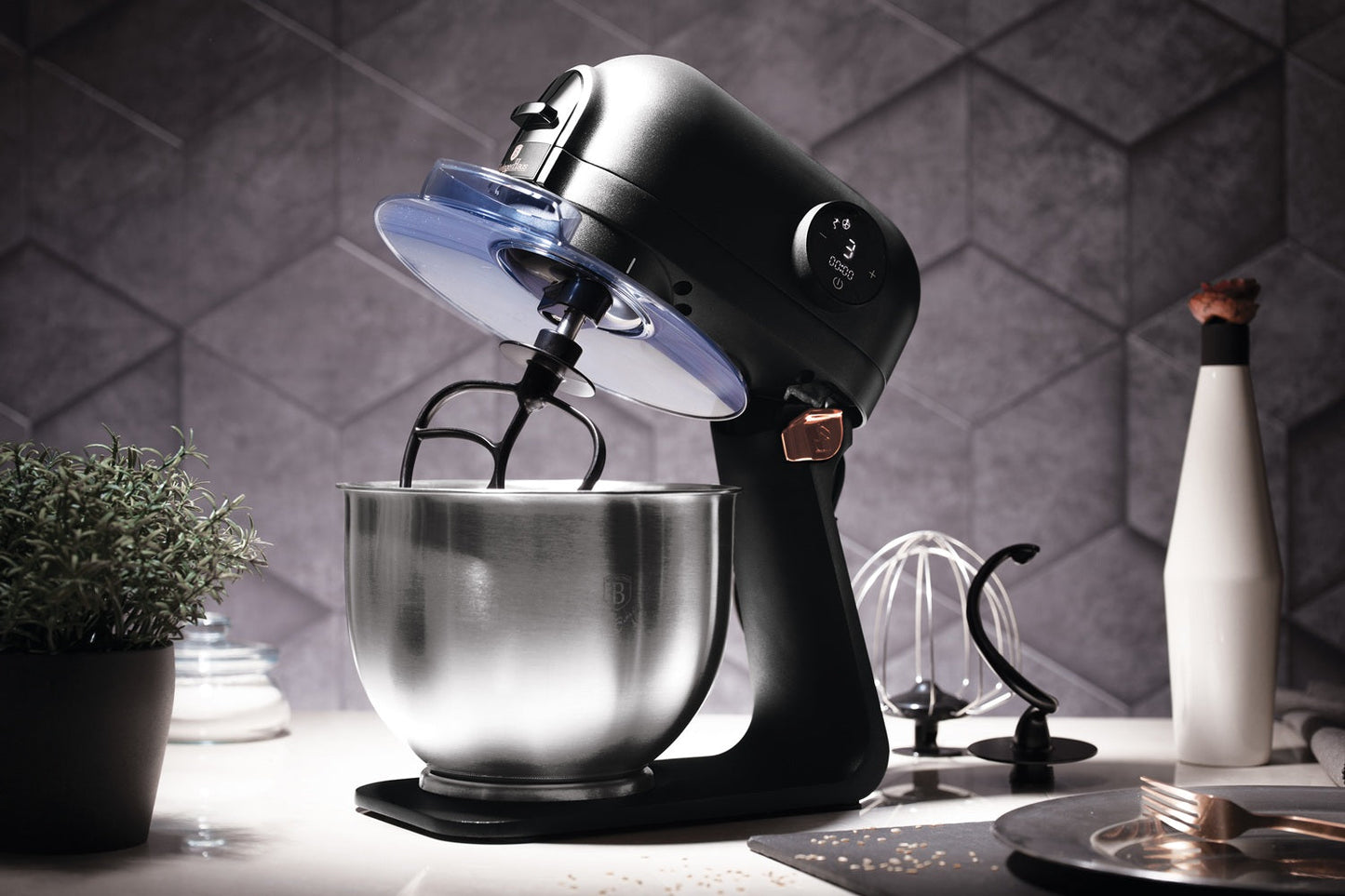 Berlinger Haus 1200w Cast Aluminum Kitchen Machine Stand Mixer - Black Rose