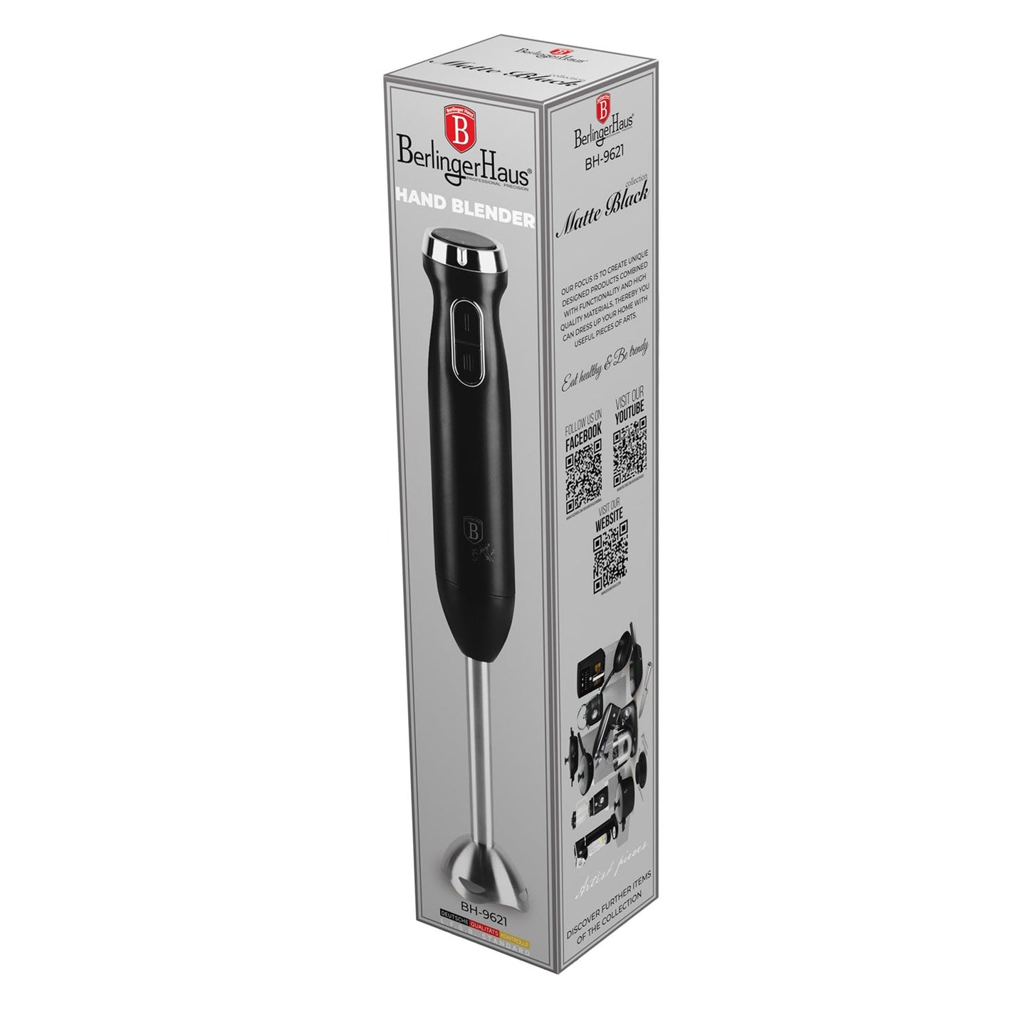 Berlinger Haus 800w Hand Blender – Matt Black