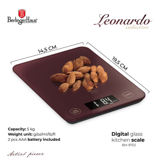Berlinger Haus 5kg Digital Glass Kitchen Scale - Leonardo