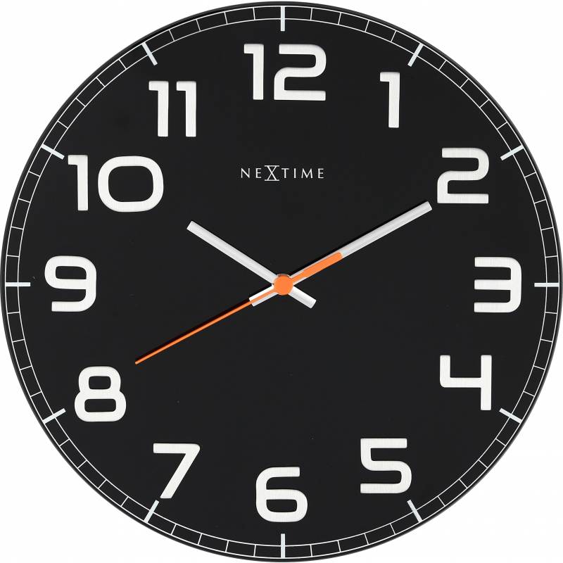 NeXtime 30cm Classy Round Glass Round Shaped Wall Clock - Black