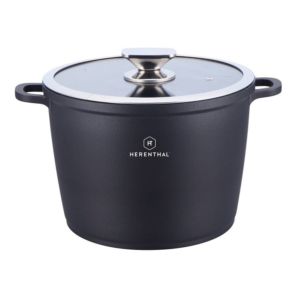 Herenthal 24cm Marble Coating Stock Pot - Black