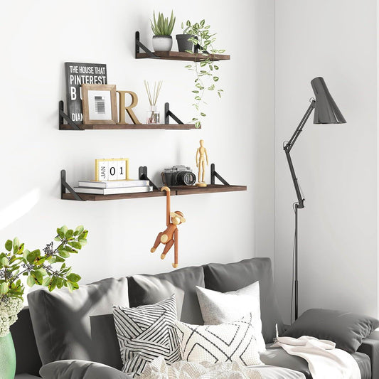 Boudoir Wood Floating Shelves – 4-Piece Bracket Set (Brown)