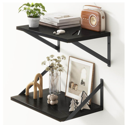 Boudoir Wood Floating Shelves – 2-Piece Set (Black)