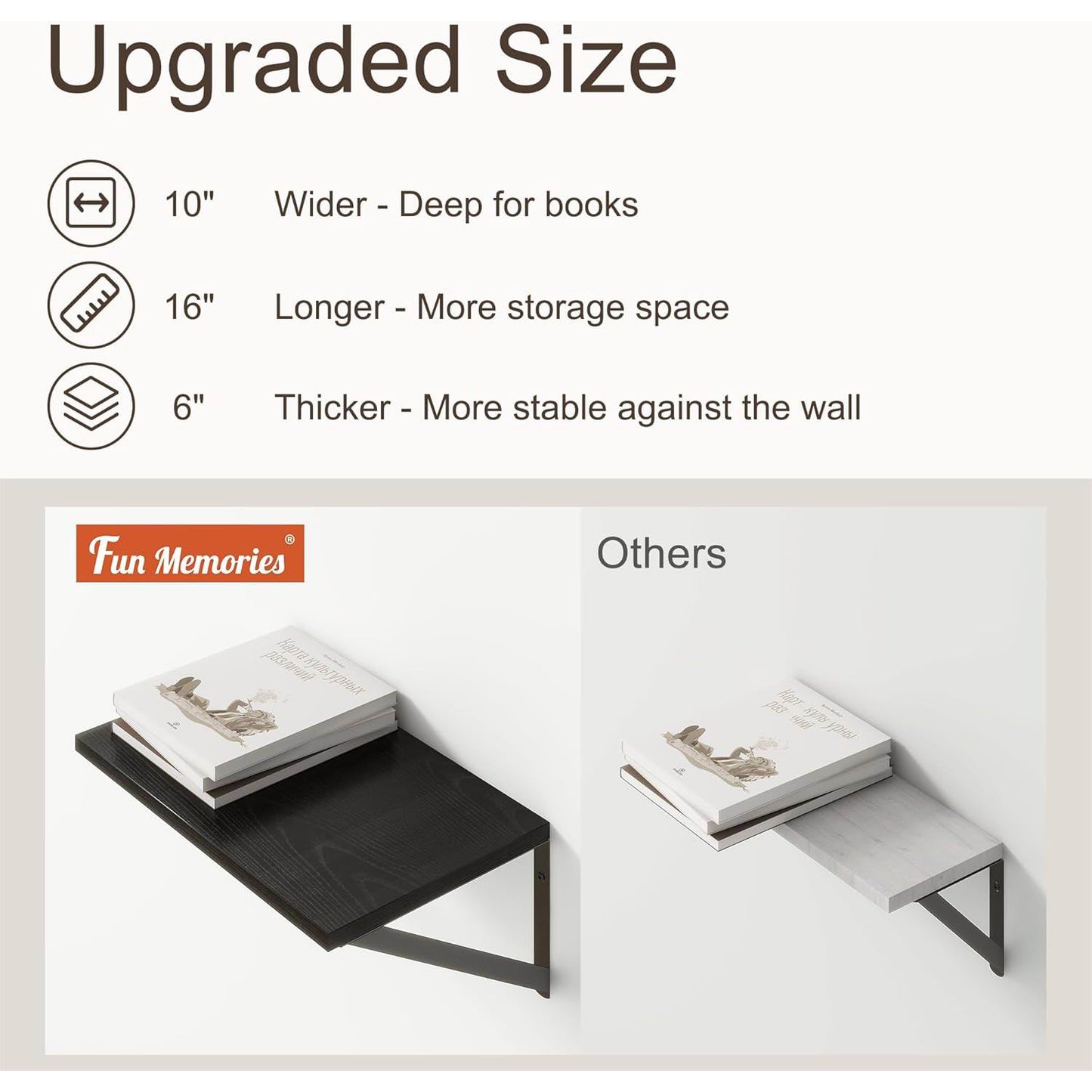 Boudoir Wood Floating Shelves – 2-Piece Set (Black)