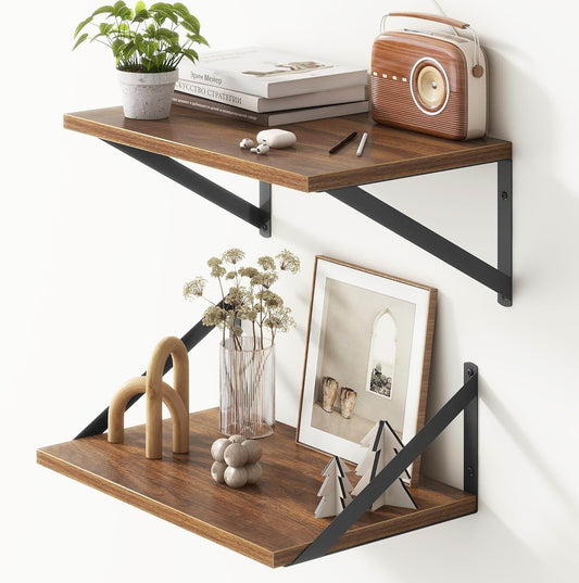 Boudoir Wood Floating Shelves – 2-Piece Set (Brown)