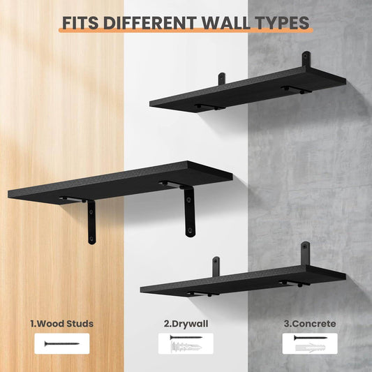 Boudoir Wood Floating Shelves – 6-Piece Set (Black)