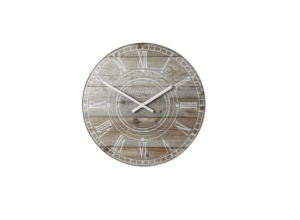 Thomas Kent 17.5cm Wharf Driftwood Mantel Round Wall Clock - Light Brown