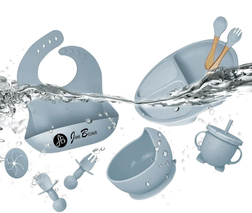 Jane Becker 10-Piece Silicone Baby & Toddler Feeding Set