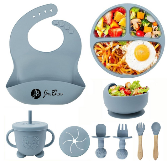 Jane Becker 10-Piece Silicone Baby & Toddler Feeding Set